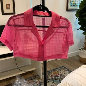 Lovers and friends sz small sheer extreme crop top pink